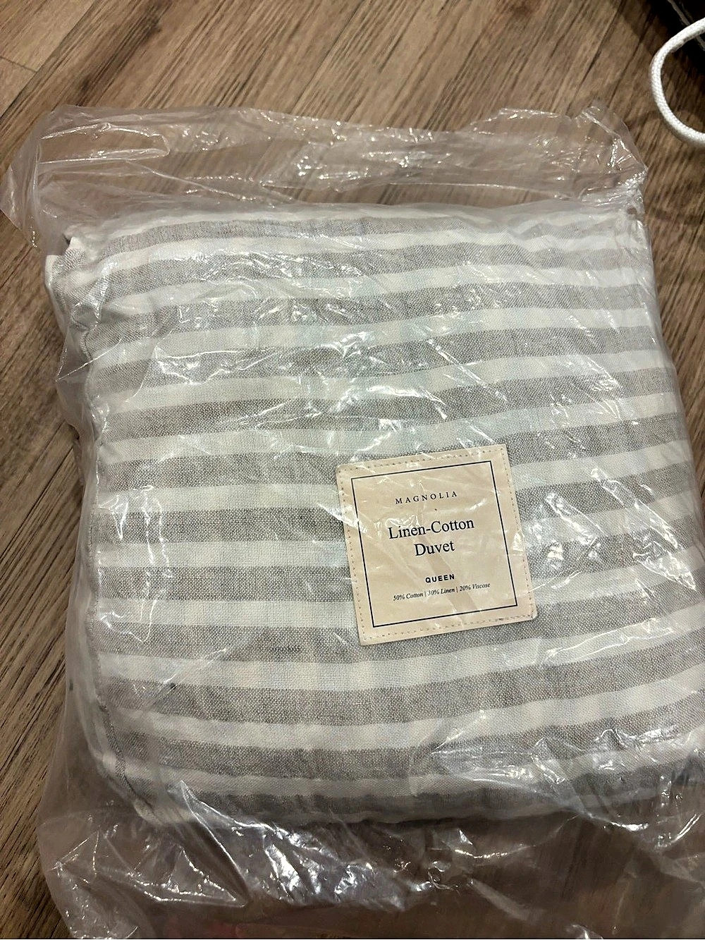 Magnolia Linen-Cotton Duvet Queen Cover Striped NEW